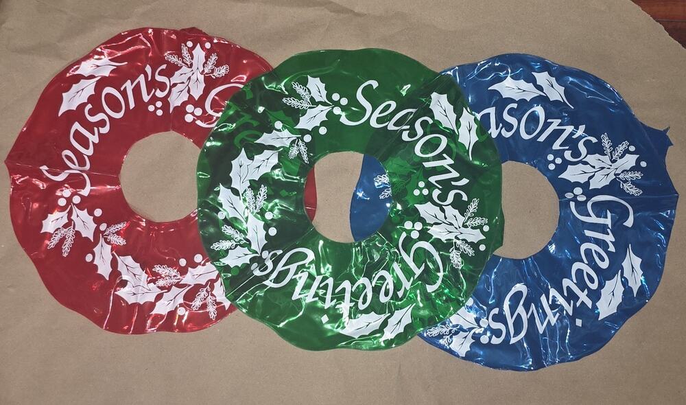 3 Vintage Inflatable Christmas Wreath / Blow Up Christmas Ornaments Sealed